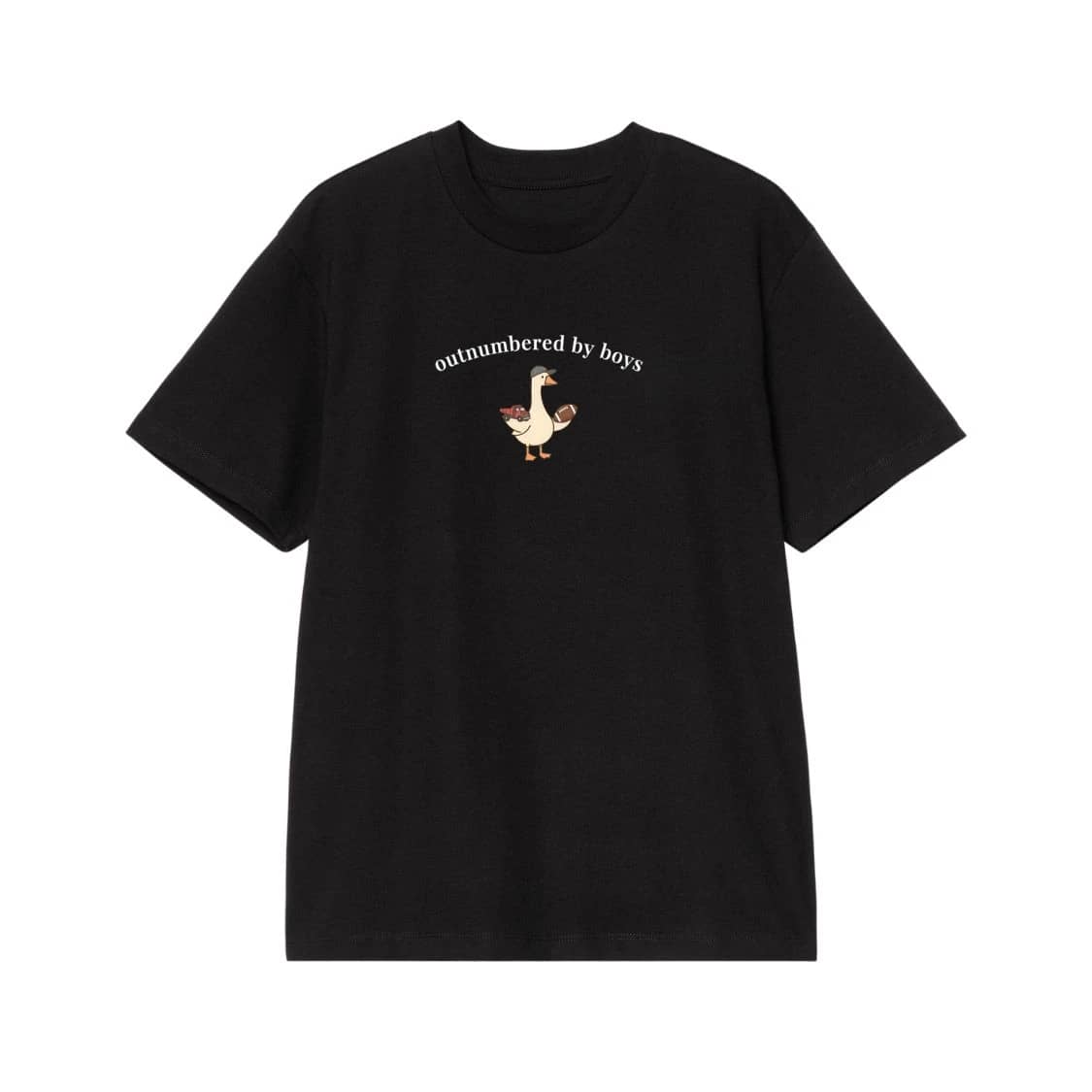 Outnumbered By Boys Goose With Football And Cap T-Shirt