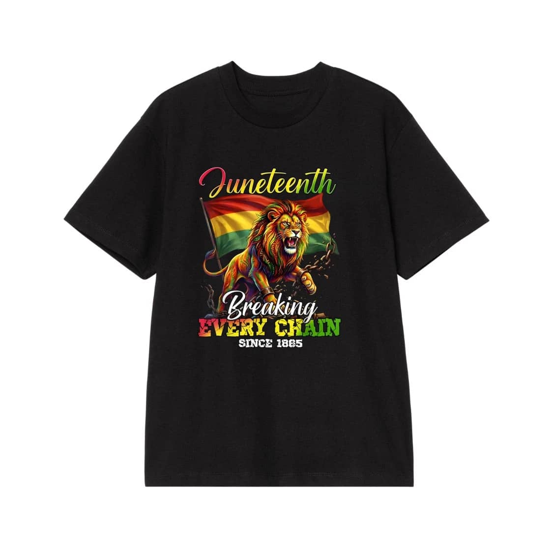 Juneteenth Breaking Every Chain Since 1865 Lion With Pan-African Flag
