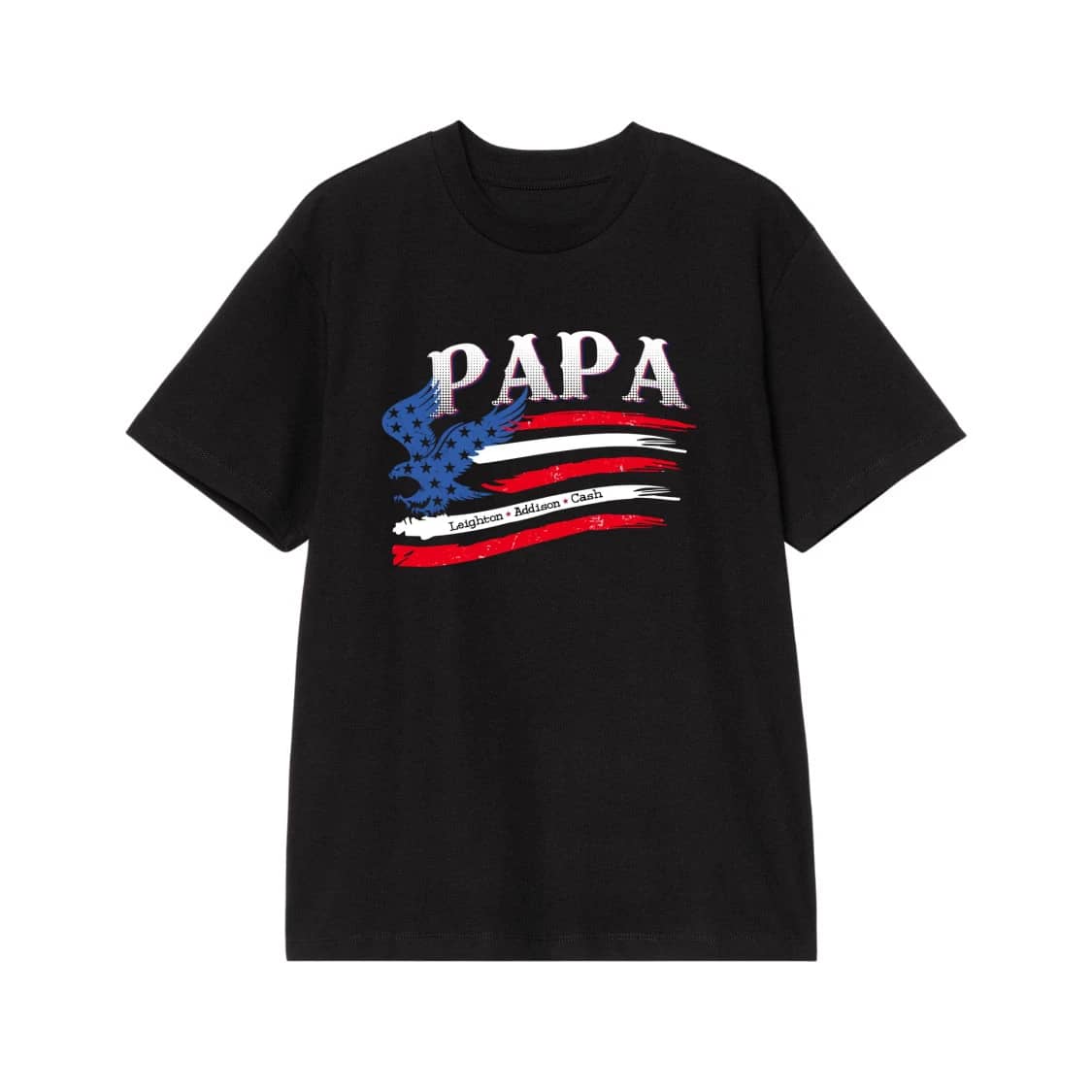 Patriotic Papa American Flag Eagle With Custom Kids Names