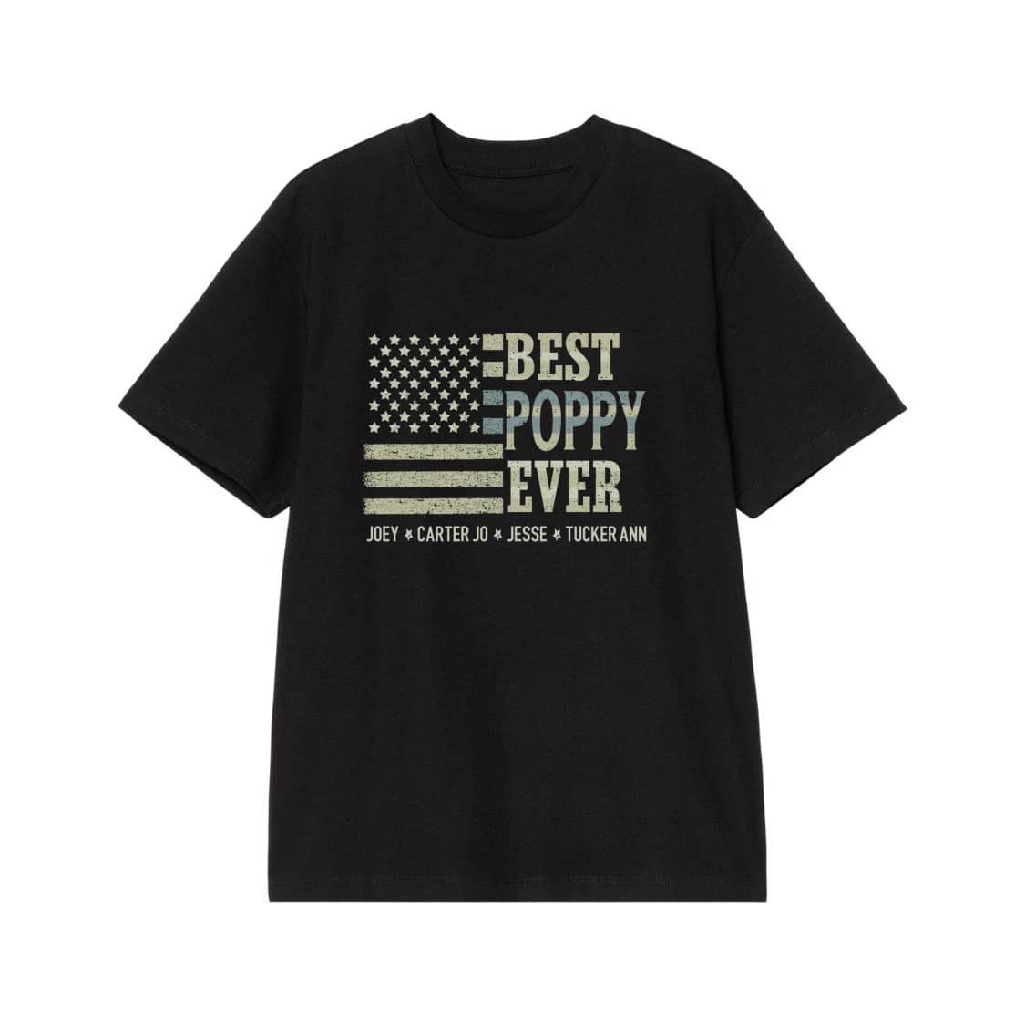 Best Poppy Ever Distressed American Flag With Custom Names