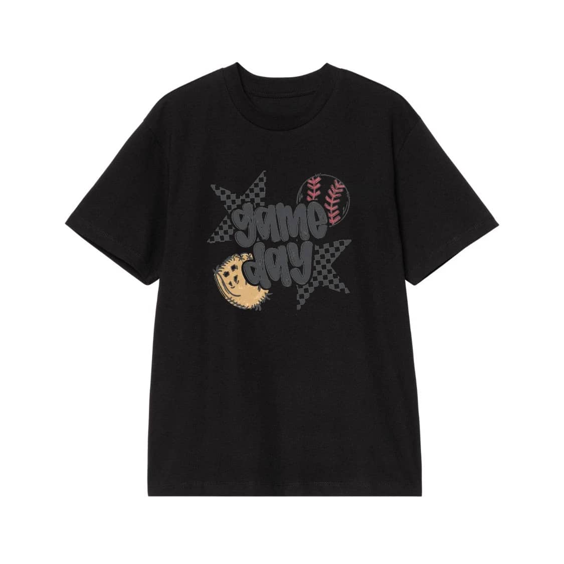 Game Day Baseball Checkered Star T-Shirt