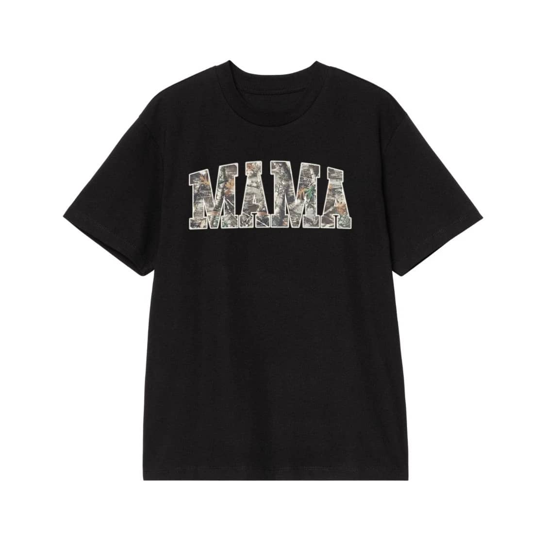 Mama Camo Pattern Arched Text T-Shirt