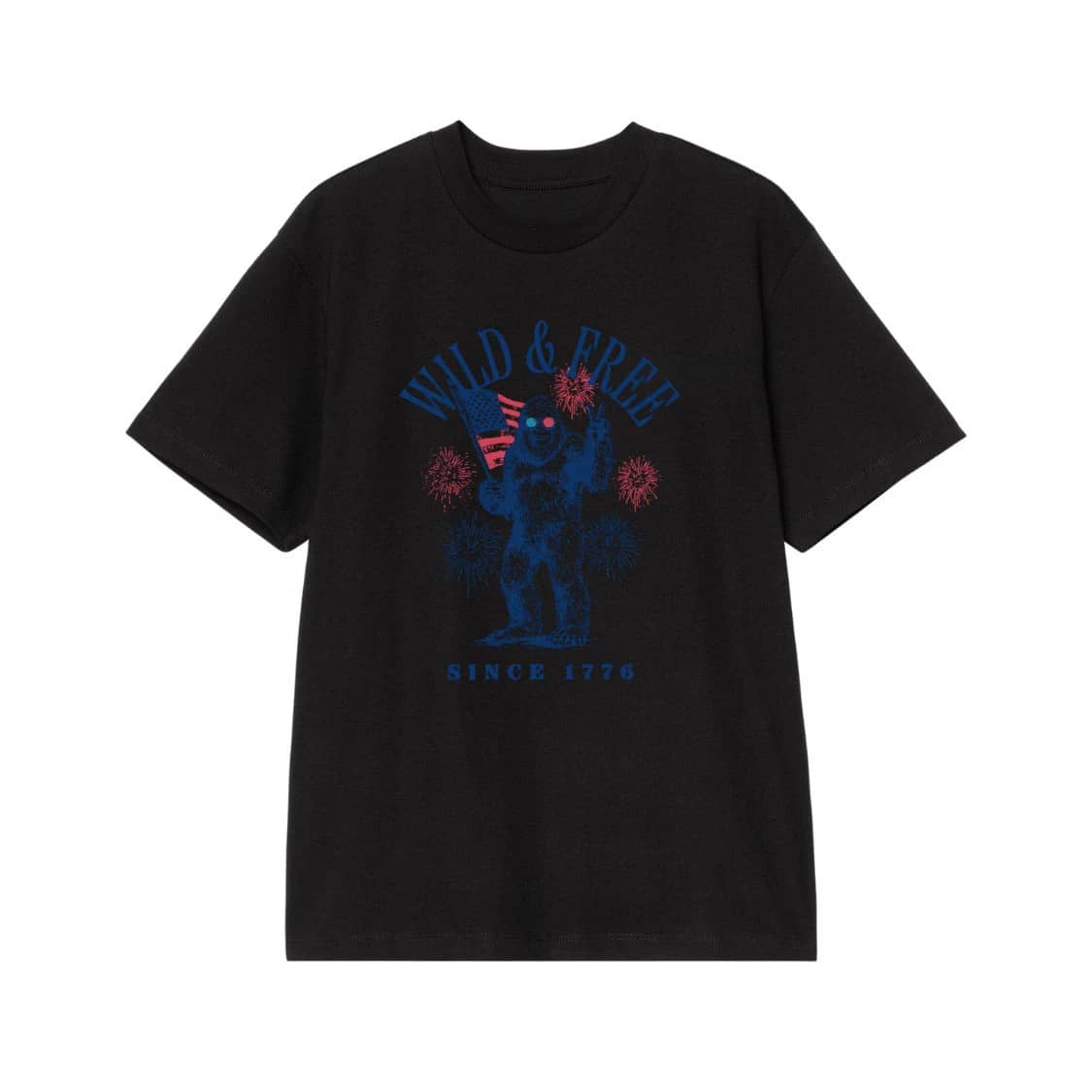 Patriotic Bigfoot Wild & Free Since 1776 American Flag T-Shirt