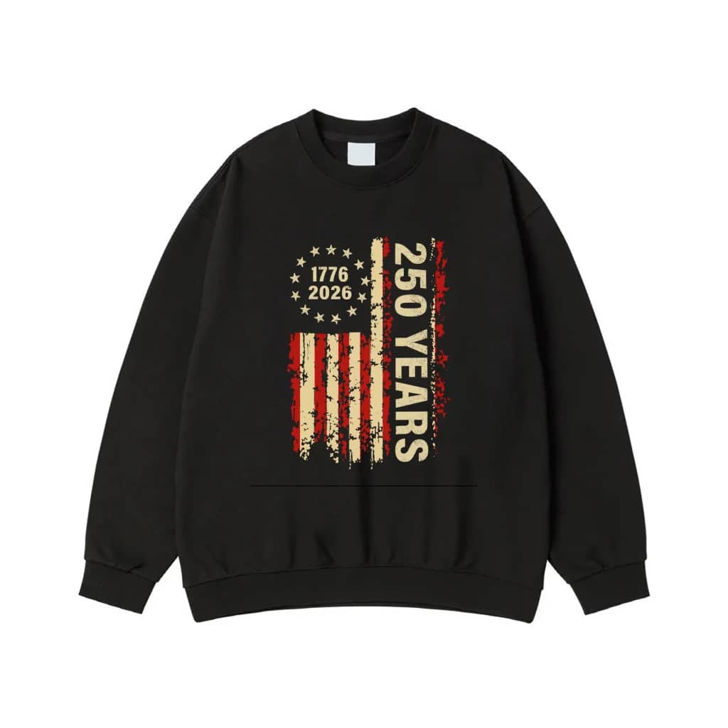 250 Years 1776-2026 Distressed American Flag Patriotic Design