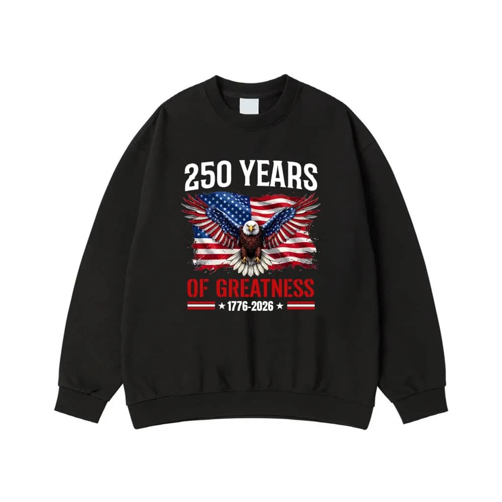 250 Years Of Greatness 1776-2026 Patriotic American Flag Eagle T-Shirt