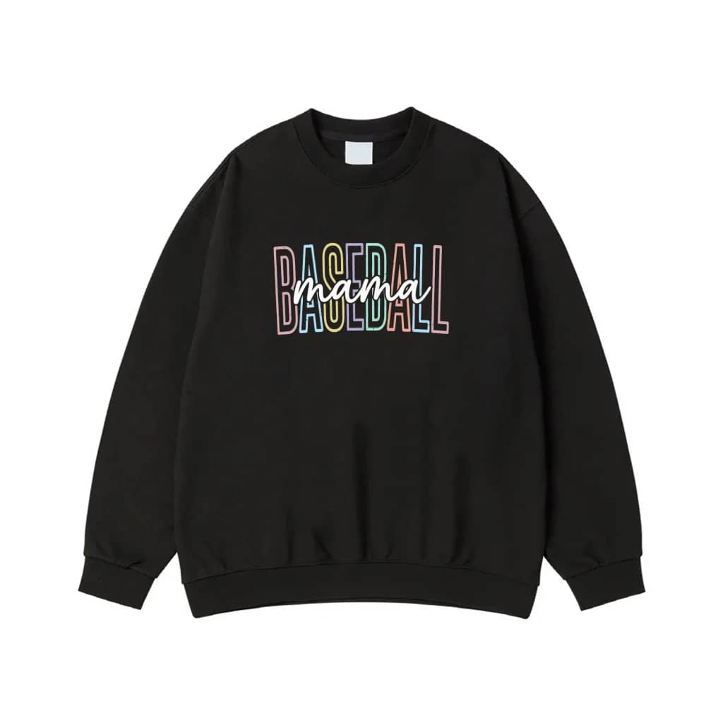 Baseball Mama Colorful Retro Text Graphic T-Shirt