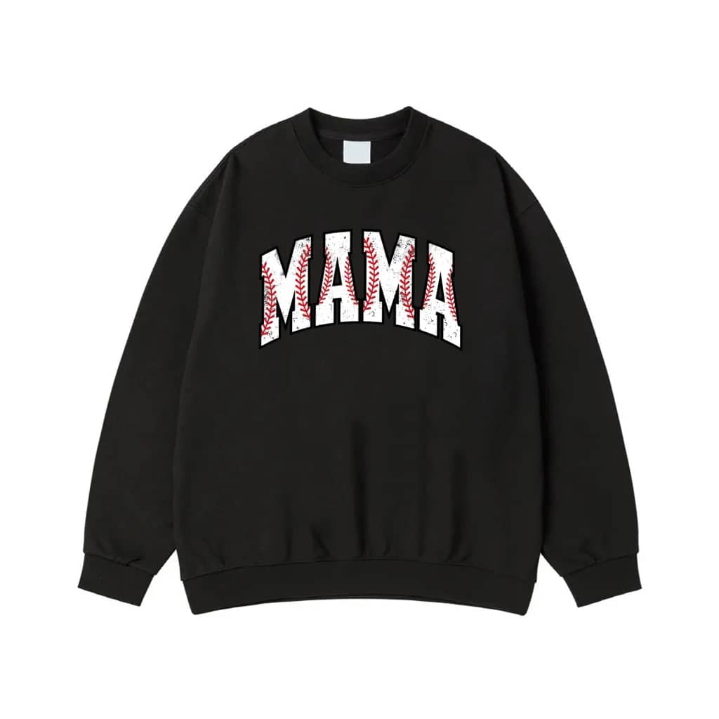 Baseball Mama T-Shirt With Red Stitches Graphic