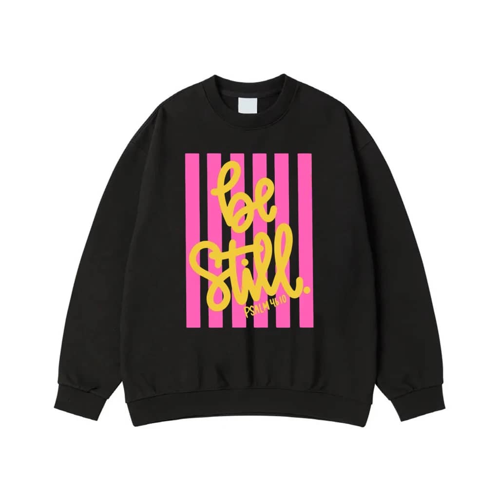 Be Still Psalm 46:10 Christian Faith T-Shirt With Pink Stripes