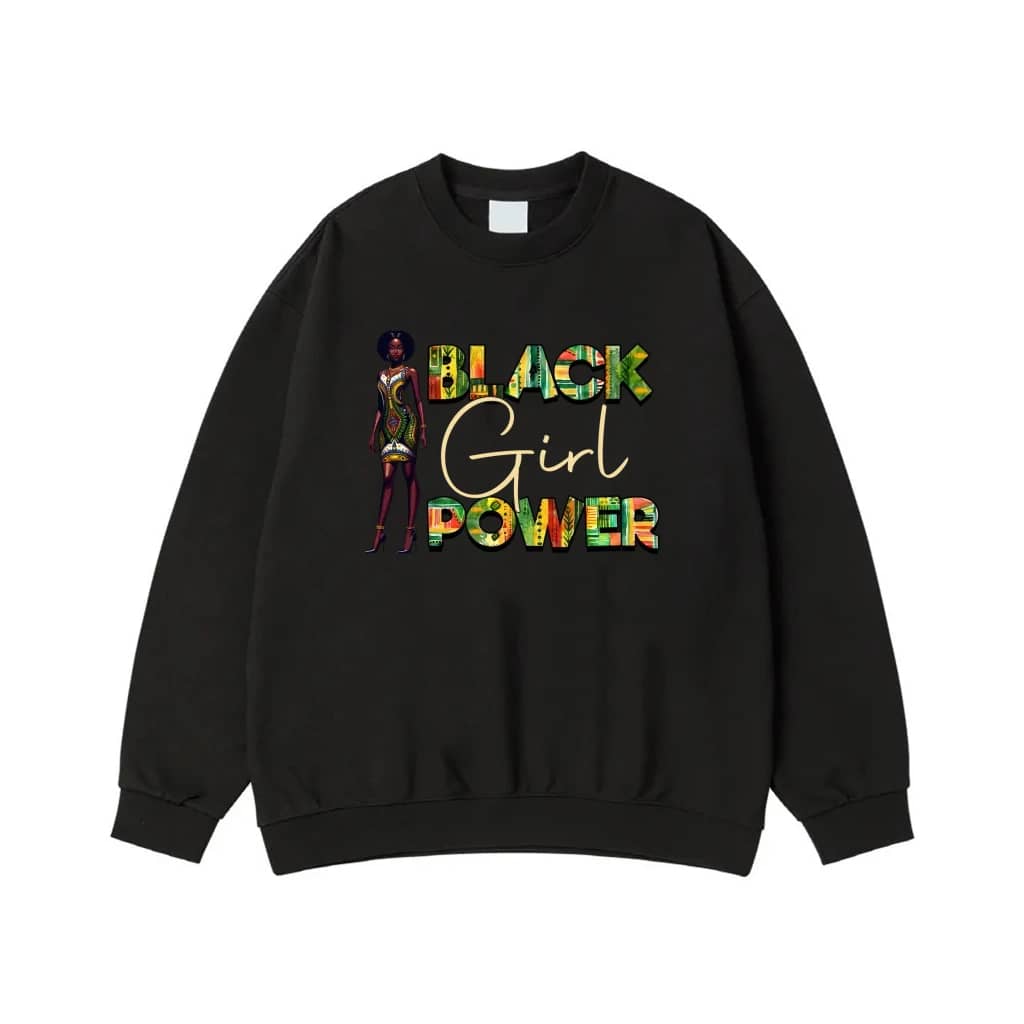 Black Girl Power T-Shirt With African Pattern Art