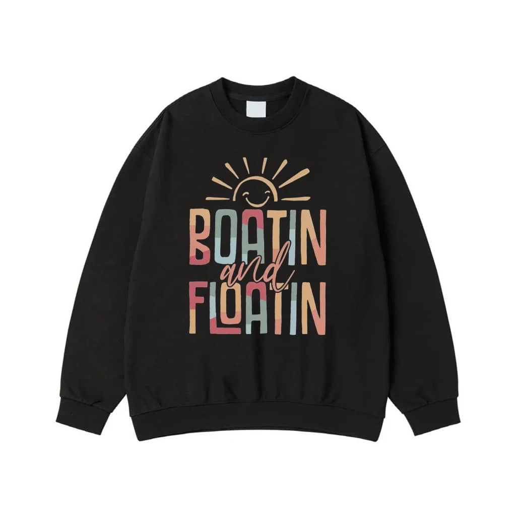 Boatin And Floatin Summer Vacation T-Shirt With Smiling Sun