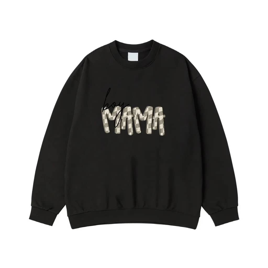 Boy Mama Checkered Pattern T-Shirt