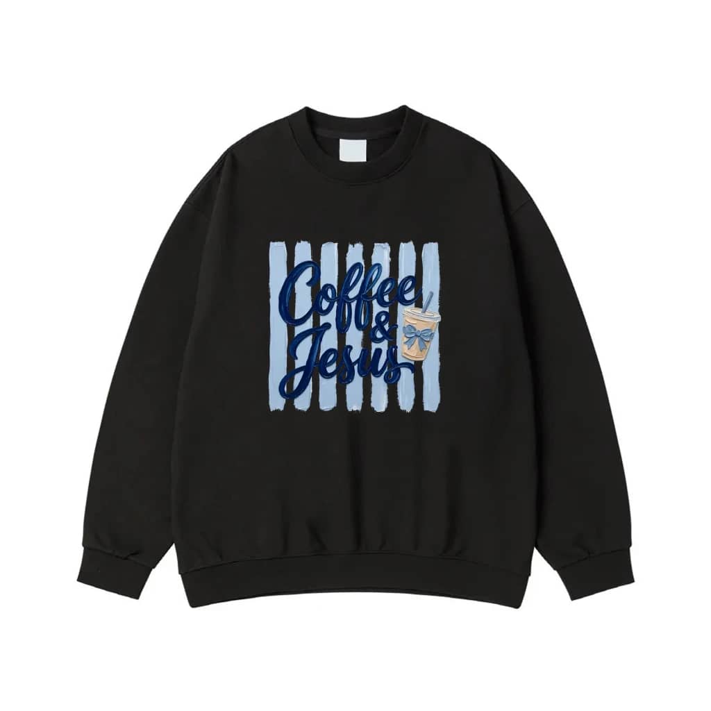 Coffee & Jesus 3d Puff Style Script T-Shirt