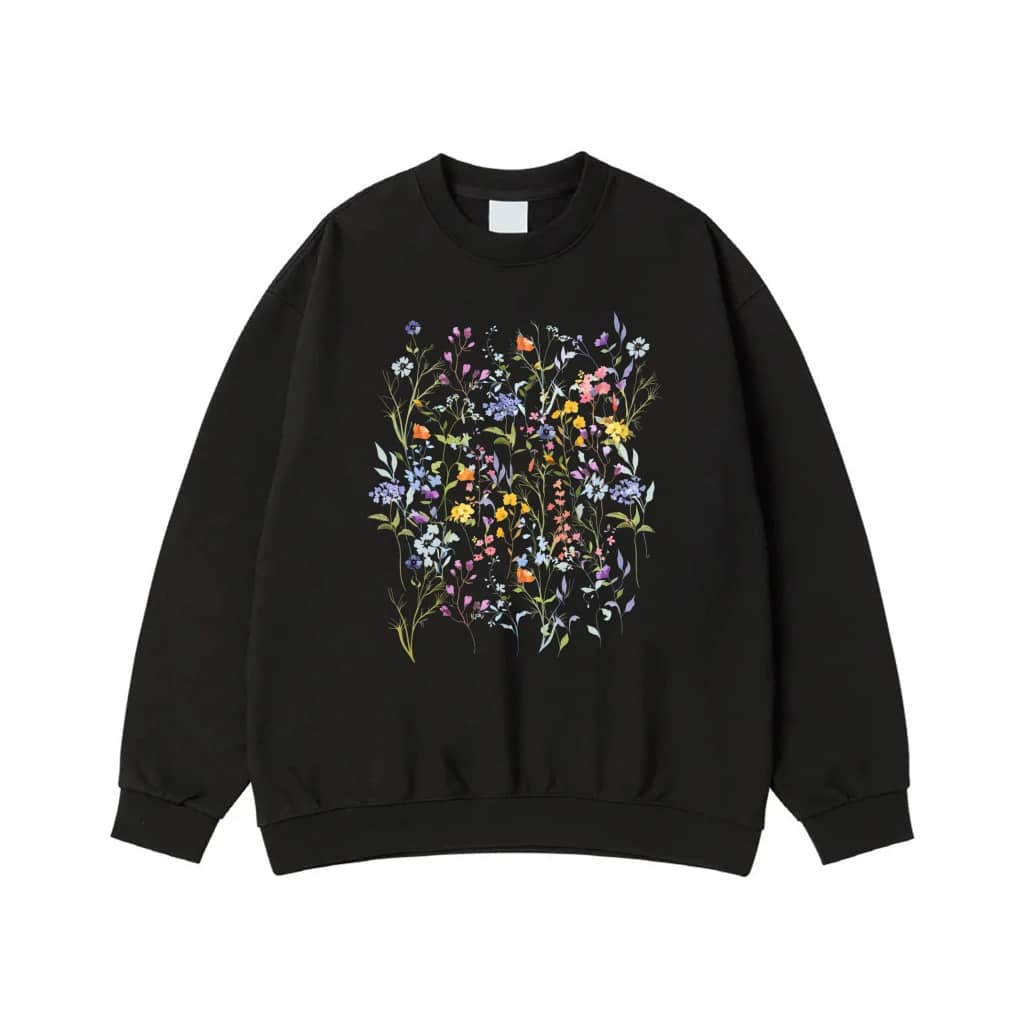 Colorful Botanical Wildflower Meadow Illustration T-Shirt