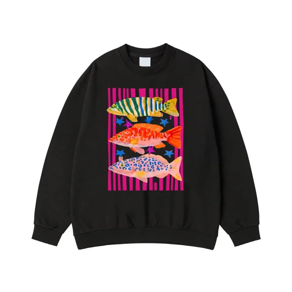 Colorful Stylized Fish With Stars And Stripes Graphic T-Shirt