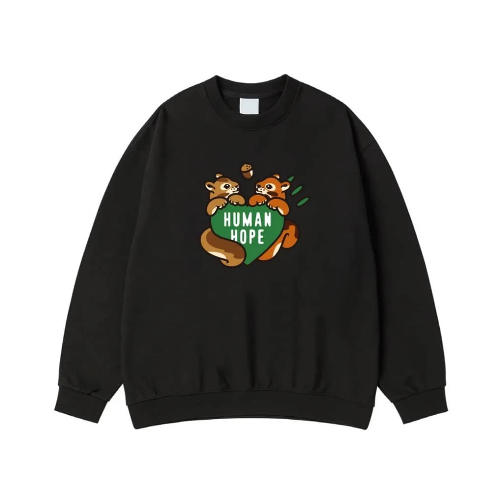 Cute Cartoon Squirrels Holding 'Human Hope' Heart T-Shirt