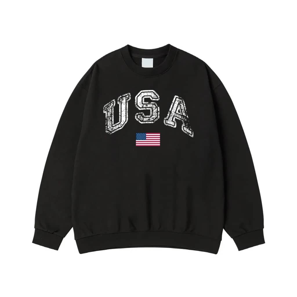 Distressed Usa Athletic Font With American Flag