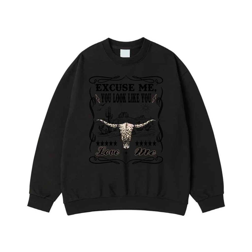 Excuse Me You Look Like You Love Me Western Longhorn Skull T-Shirt