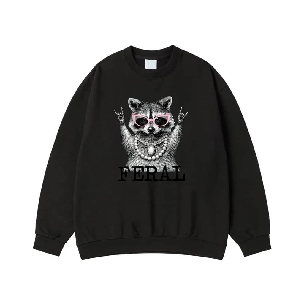 Funny Feral Raccoon With Pink Sunglasses And Pearls T-Shirt