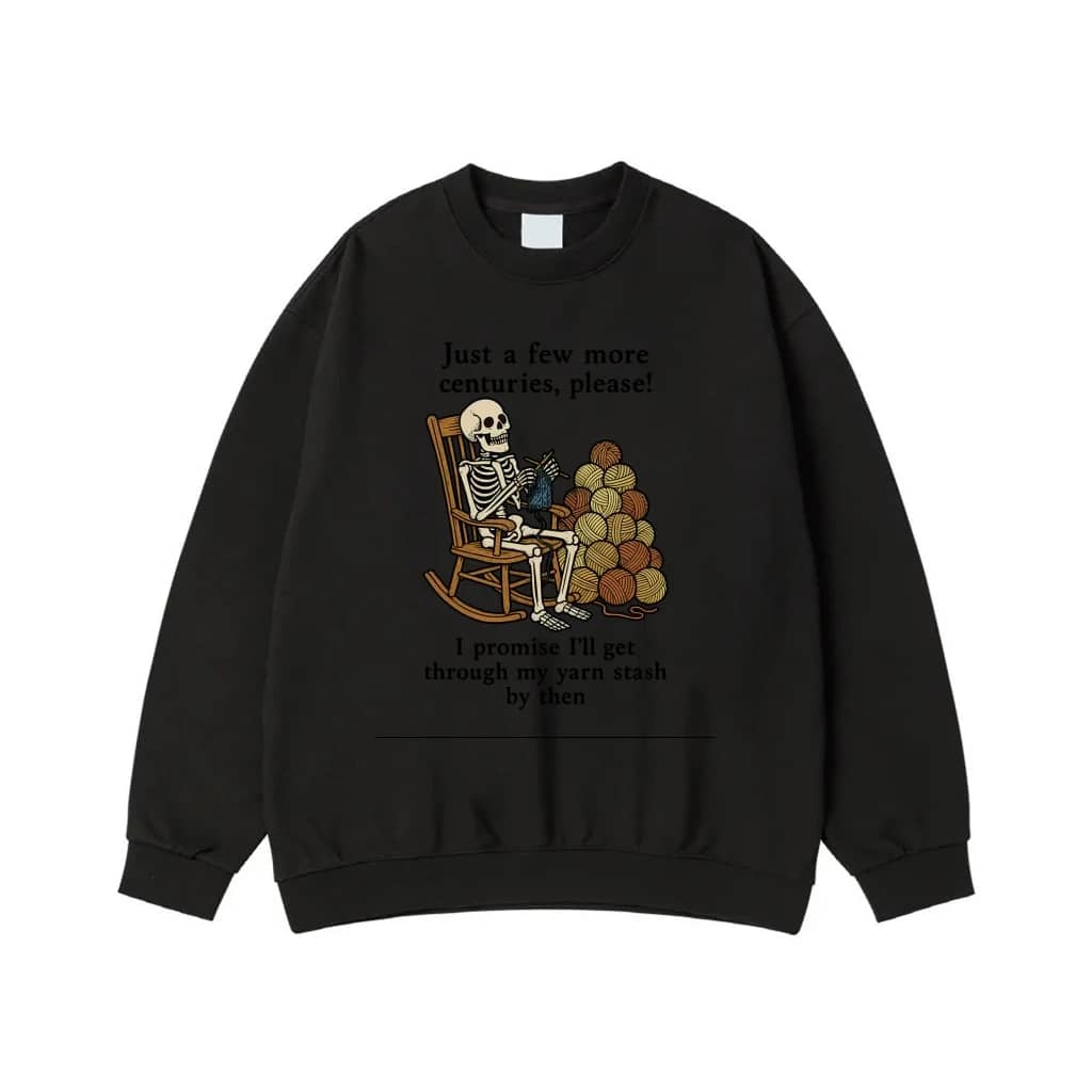 Funny Skeleton Knitting Yarn Stash Humor T-Shirt