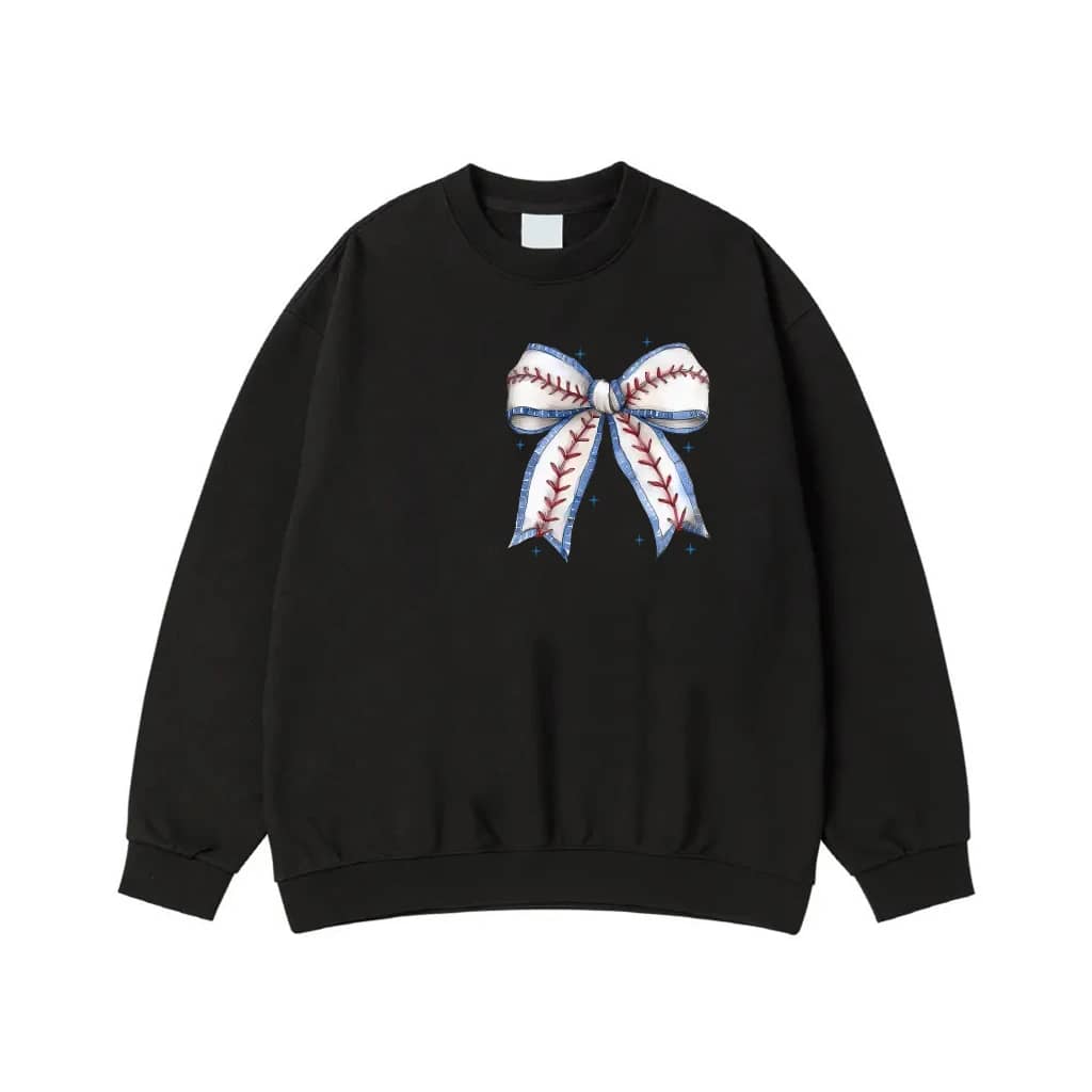 Game Day Baseball Seam Bow Sweatshirt