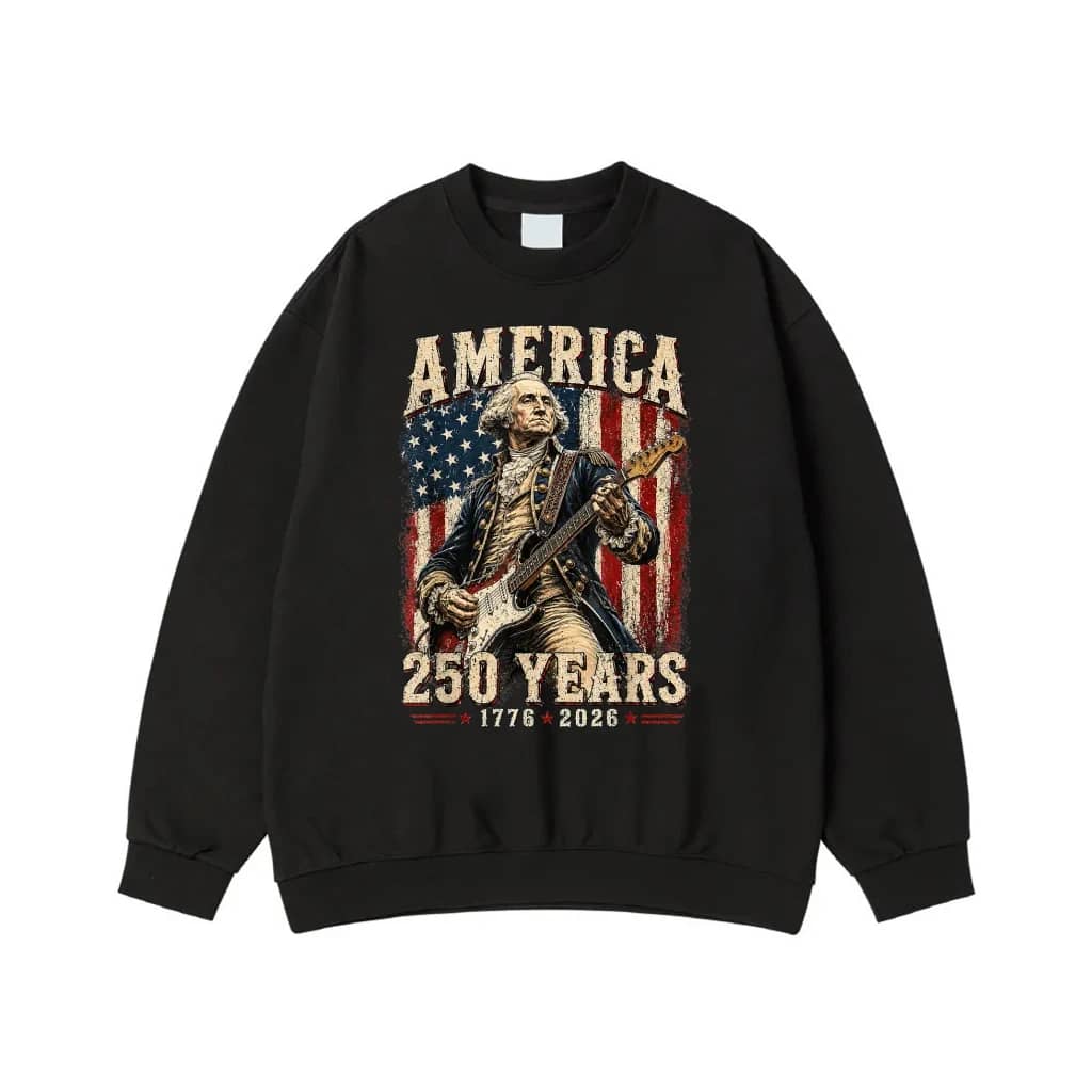 George Washington Playing Electric Guitar America 250 Years 1776-2026 T-Shirt