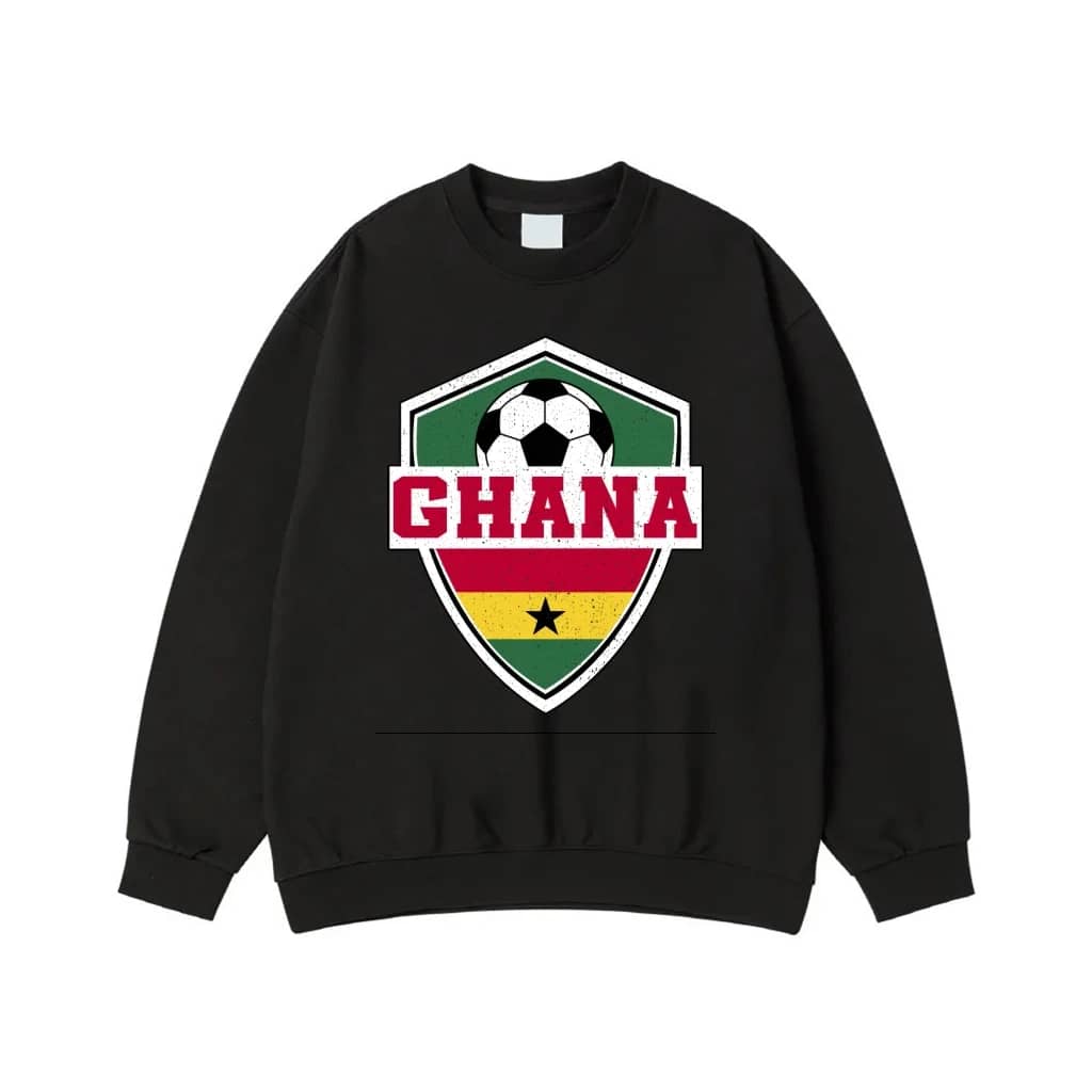 Ghana Soccer Crest With National Flag Distressed Design