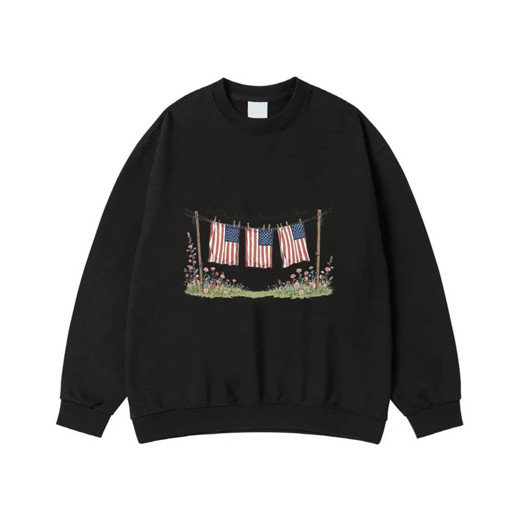 God Shed His Grace On Thee Watercolor American Flags T-Shirt