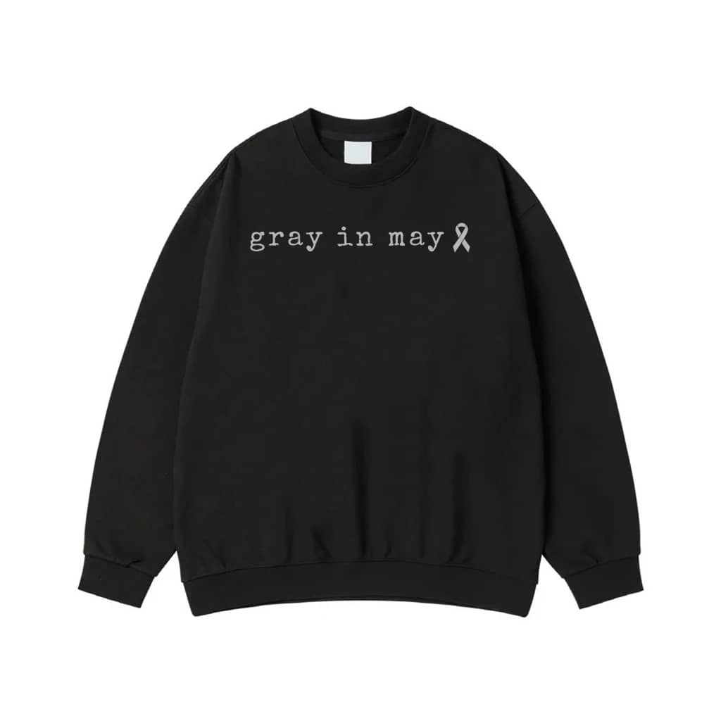 Gray In May Brain Cancer Awareness Ribbon T-Shirt