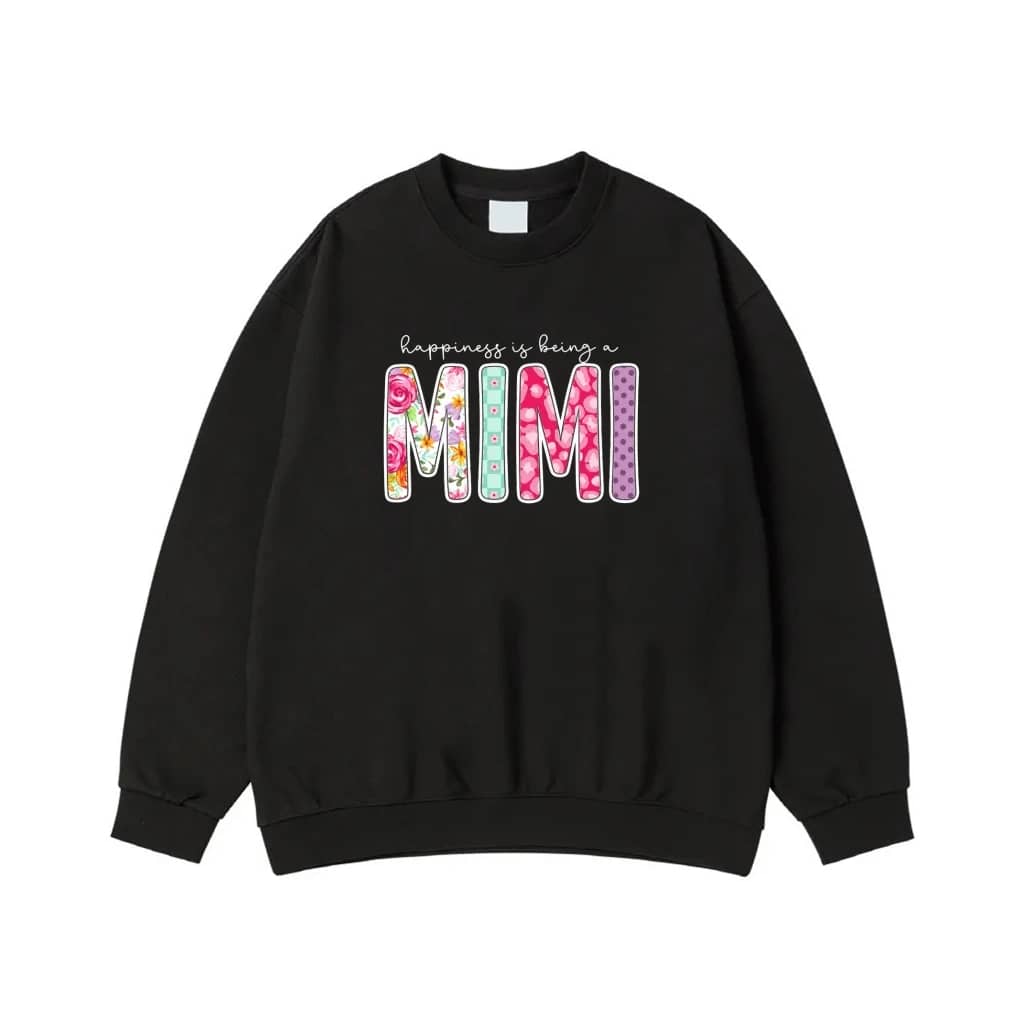 Happiness Is Being A Mimi T-Shirt With Floral And Patterned Letters