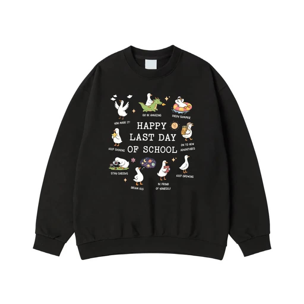 Happy Last Day Of School Cute Duck Motivational Quotes T-Shirt