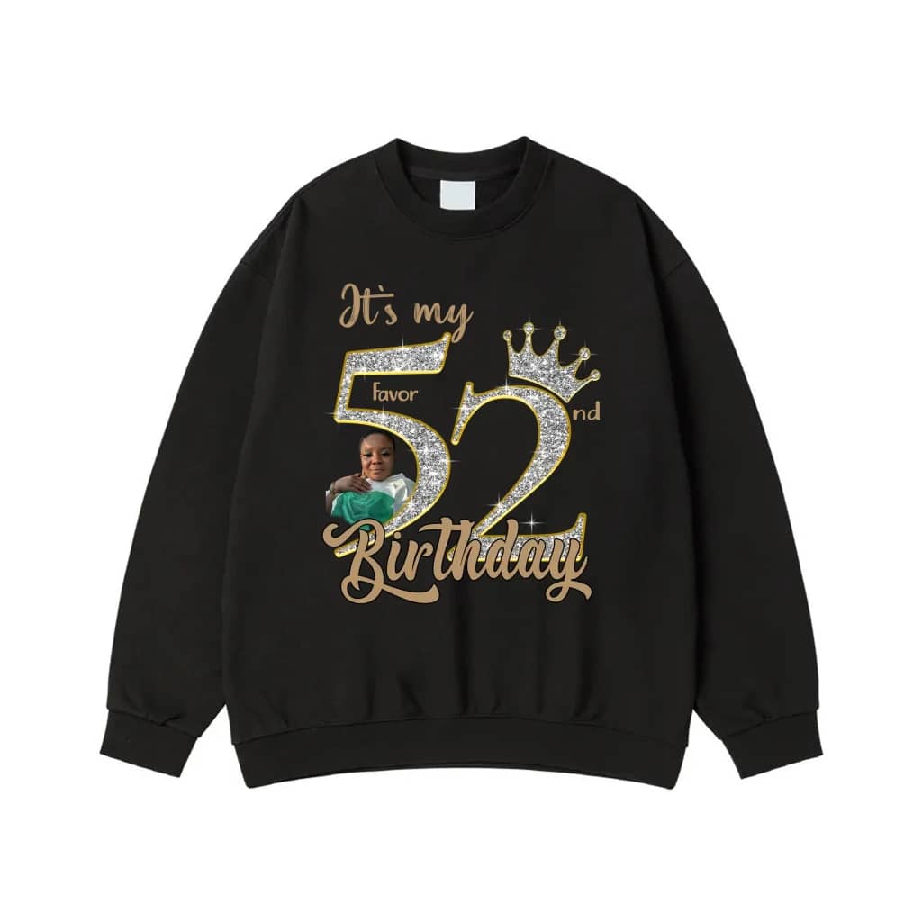 It'S My 52nd Birthday Custom Photo Glitter Crown T-Shirt