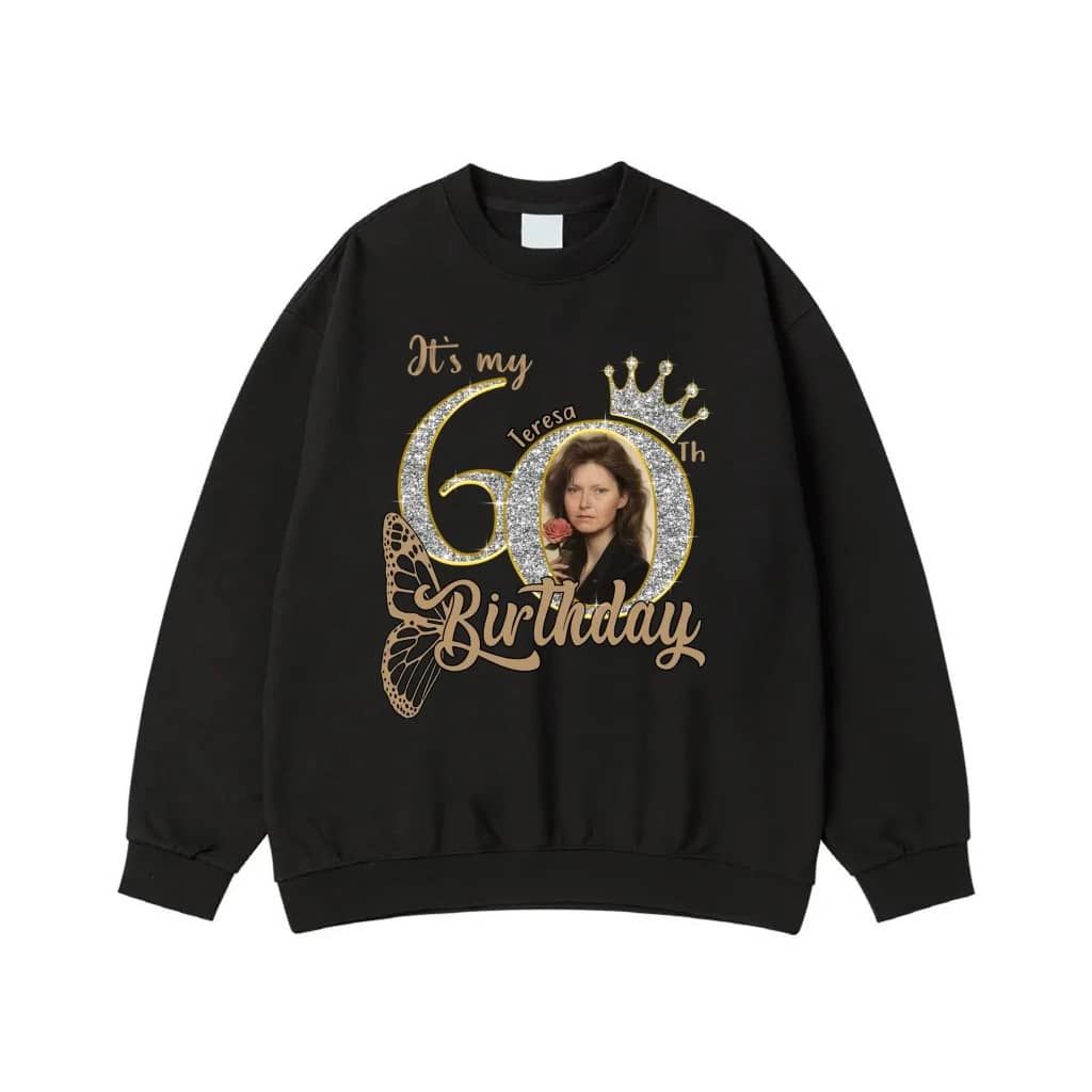 It'S My 60th Birthday Custom Photo Glitter Crown T-Shirt