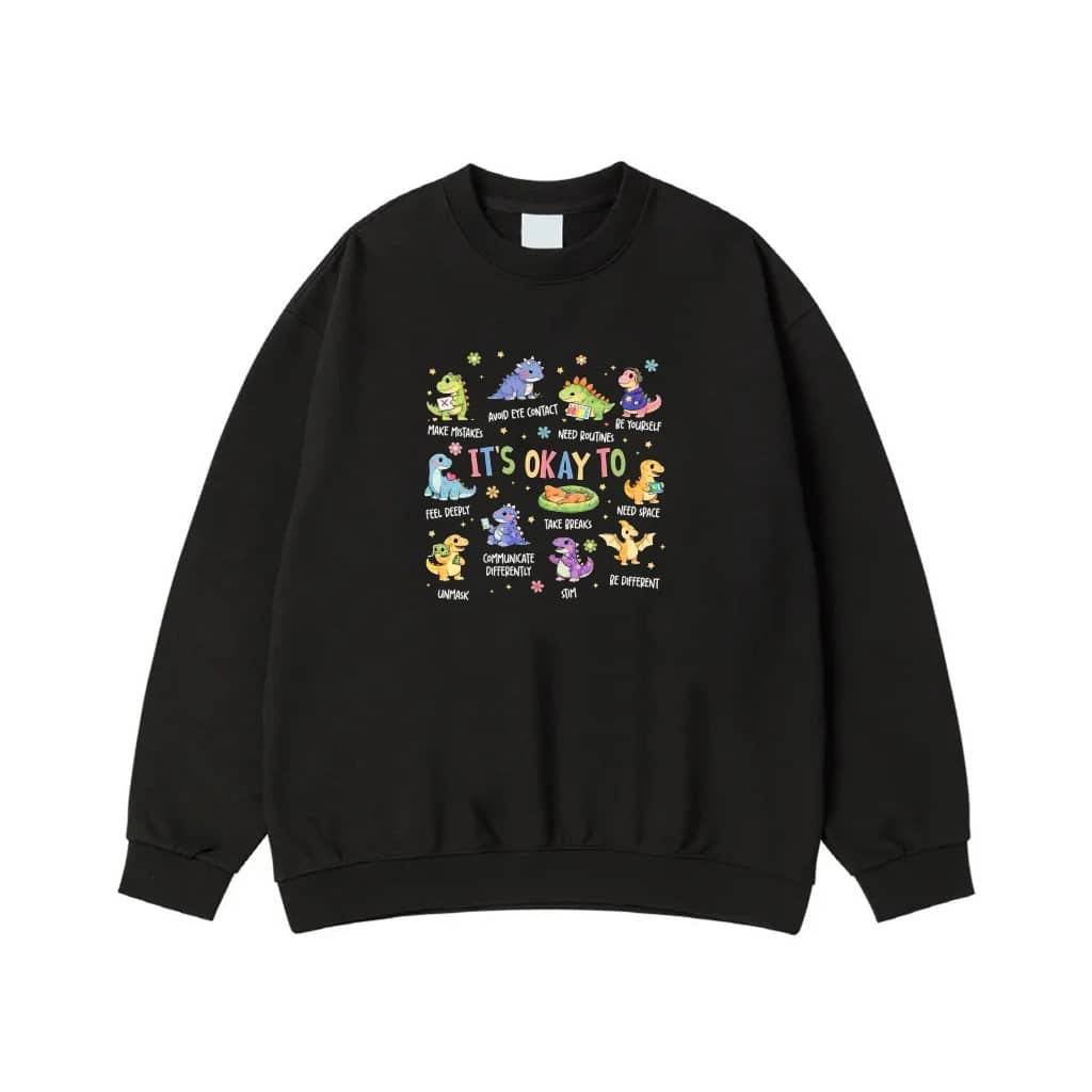 It'S Okay To Be Different Cute Dinosaur Autism Awareness T-Shirt