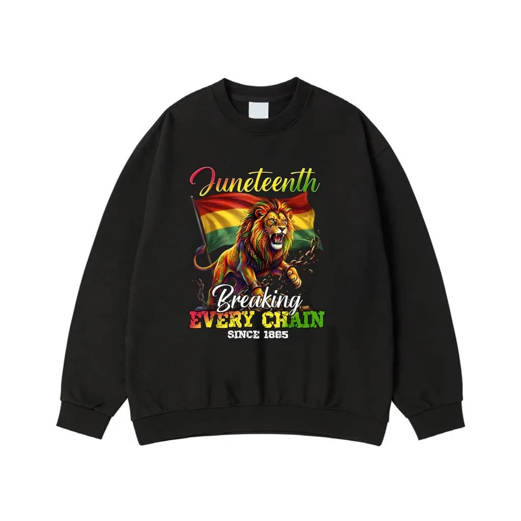 Juneteenth Breaking Every Chain Since 1865 Lion With Pan-African Flag