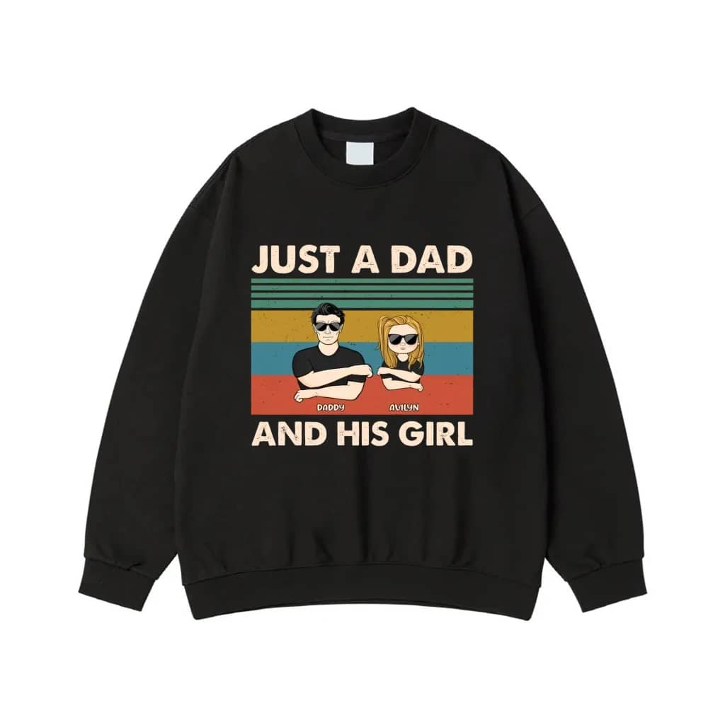 Just A Dad And His Girl Personalized Retro Sunset T-Shirt