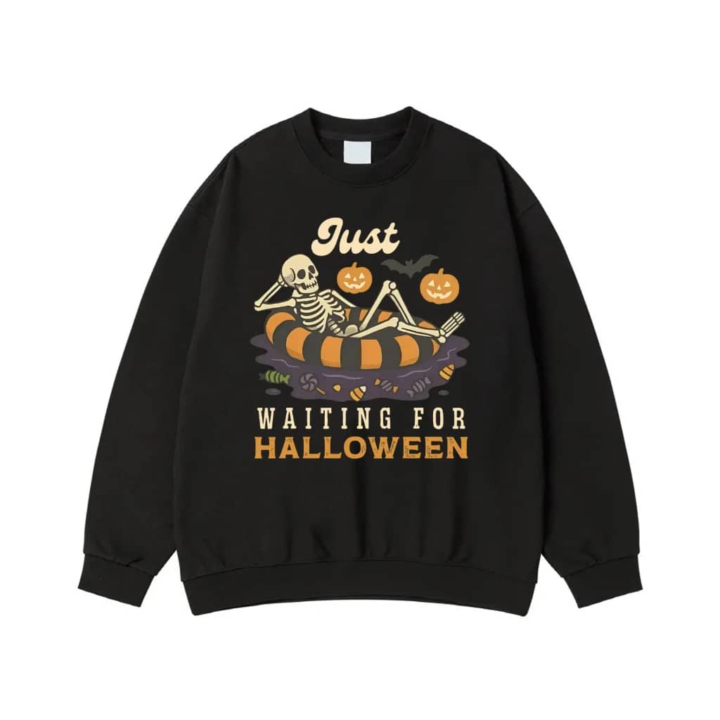 Just Waiting For Halloween Relaxing Skeleton T-Shirt