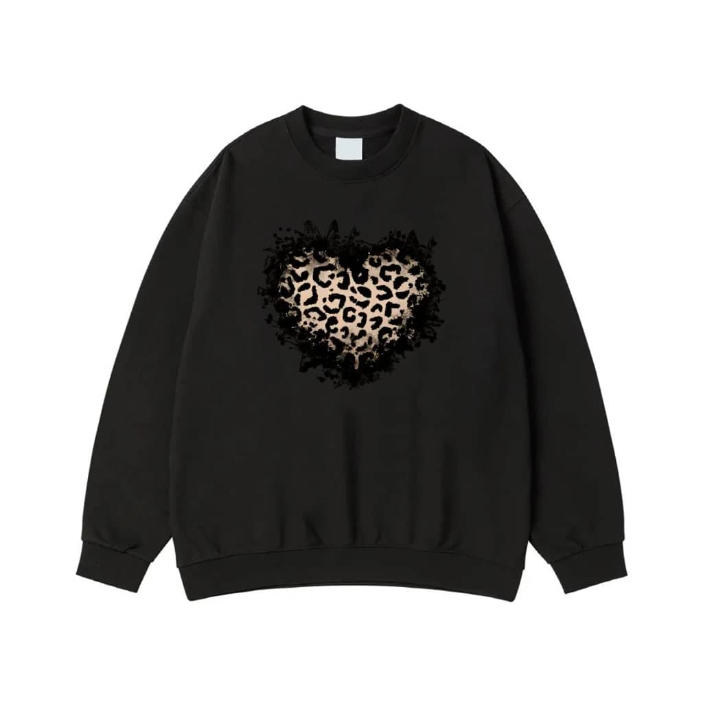 Leopard Print Heart With Distressed Butterfly Border