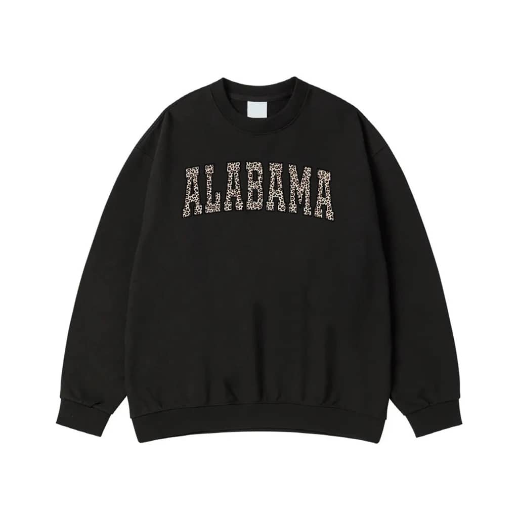 Leopard Print State Name Collegiate Font T-Shirt
