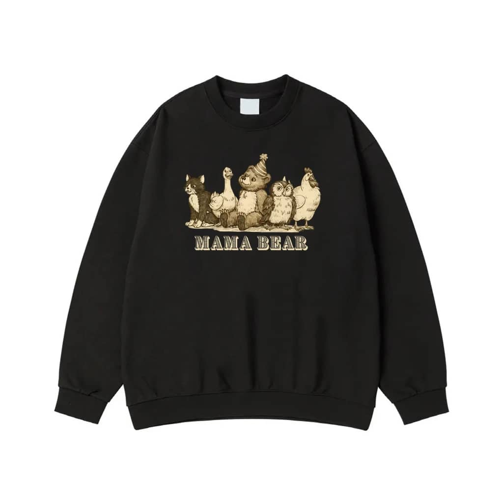 Mama Bear With Animal Friends Vintage Illustration T-Shirt
