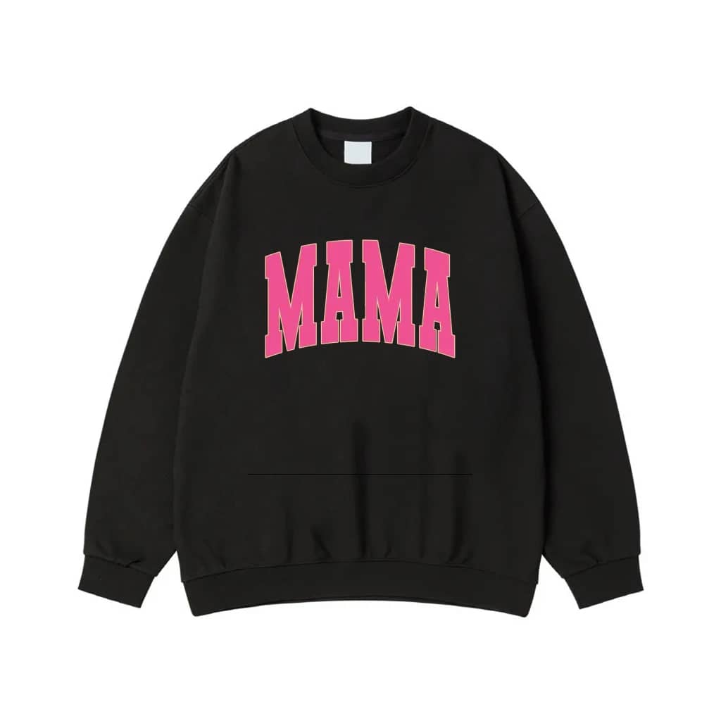 Mama Neon Pink Collegiate Font On Camouflage T-Shirt
