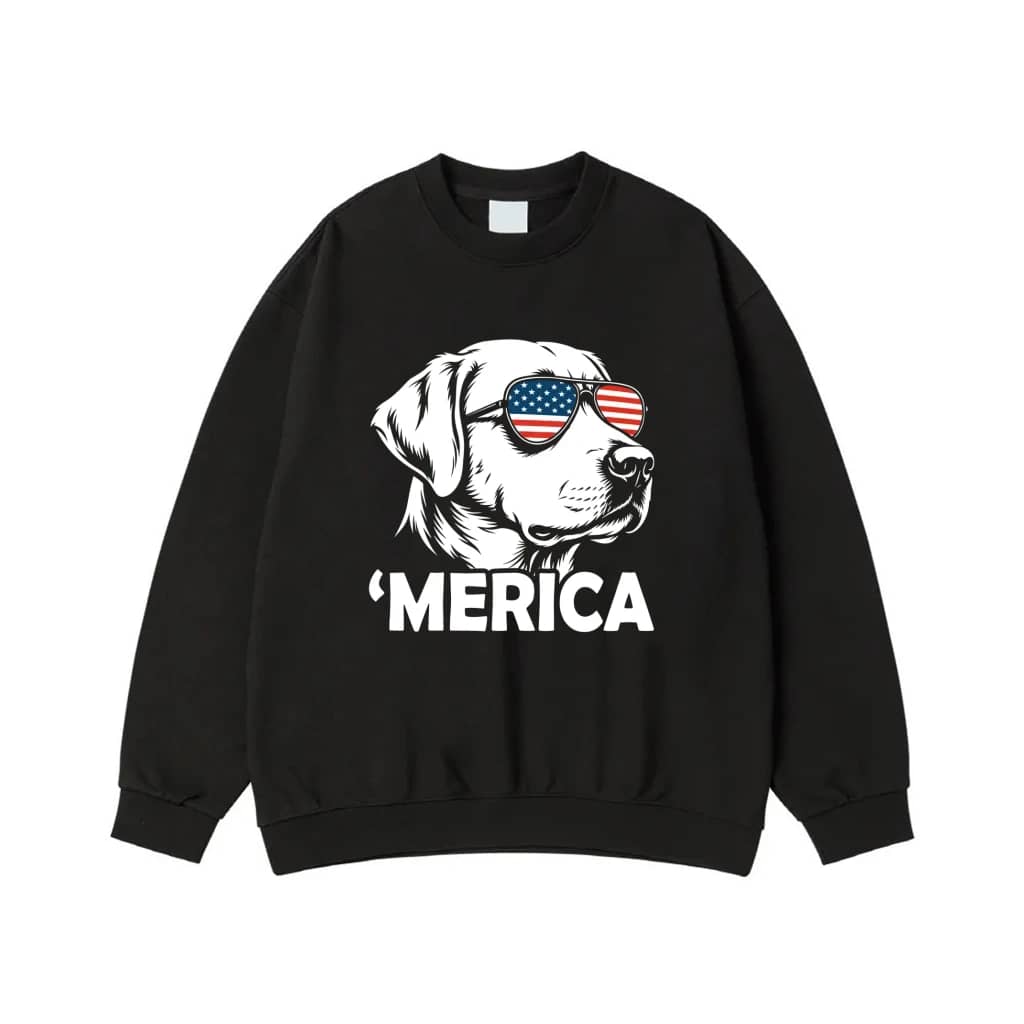 'Merica Patriotic Labrador Dog With American Flag Sunglasses