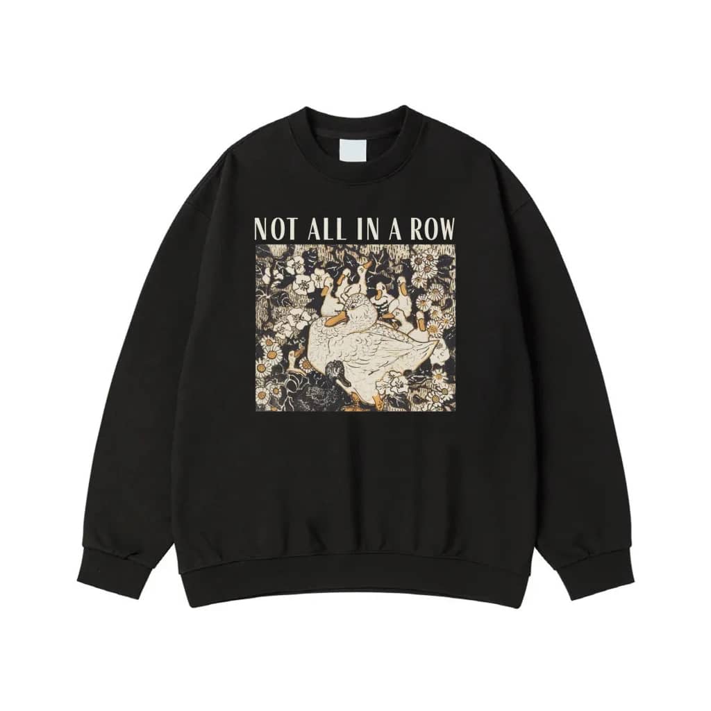 Not All In A Row Duck And Ducklings Vintage Illustration T-Shirt
