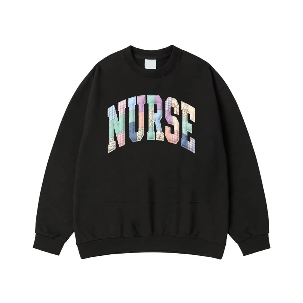 Nurse Patchwork Appliqu� College Font T-Shirt