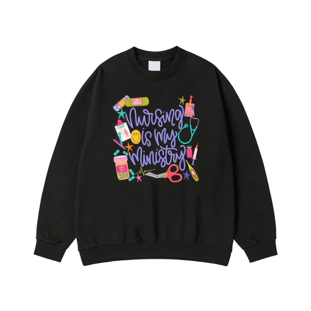 Nursing Is My Ministry Colorful Medical Doodles T-Shirt