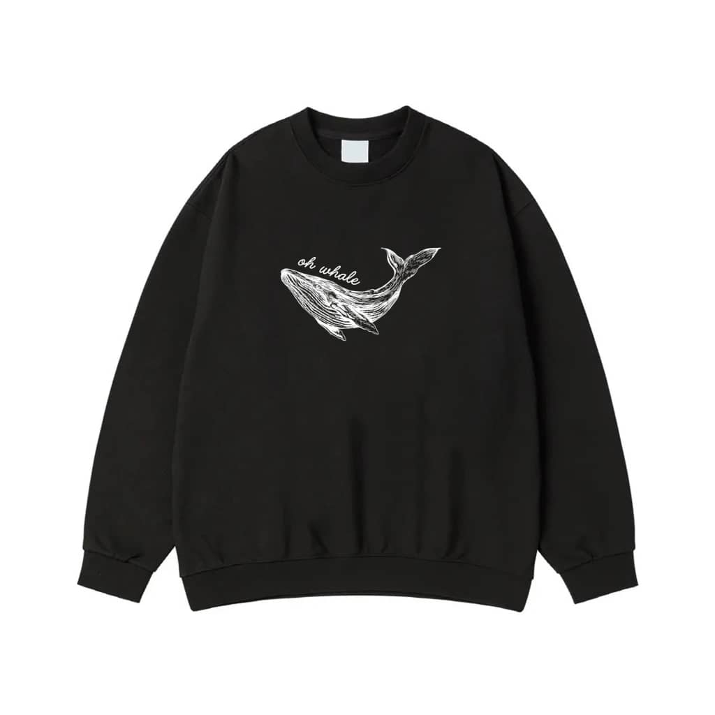 Oh Whale Funny Pun Humpback Whale Line Art T-Shirt
