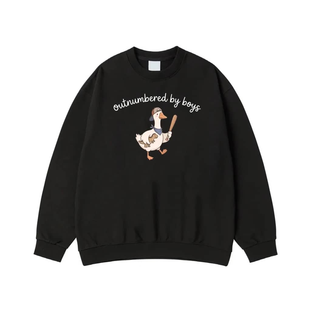 Outnumbered By Boys Duck With Baseball Bat T-Shirt