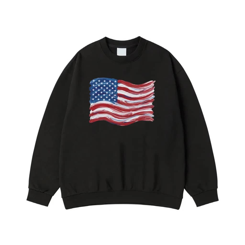 Painted Brushstroke Waving American Flag