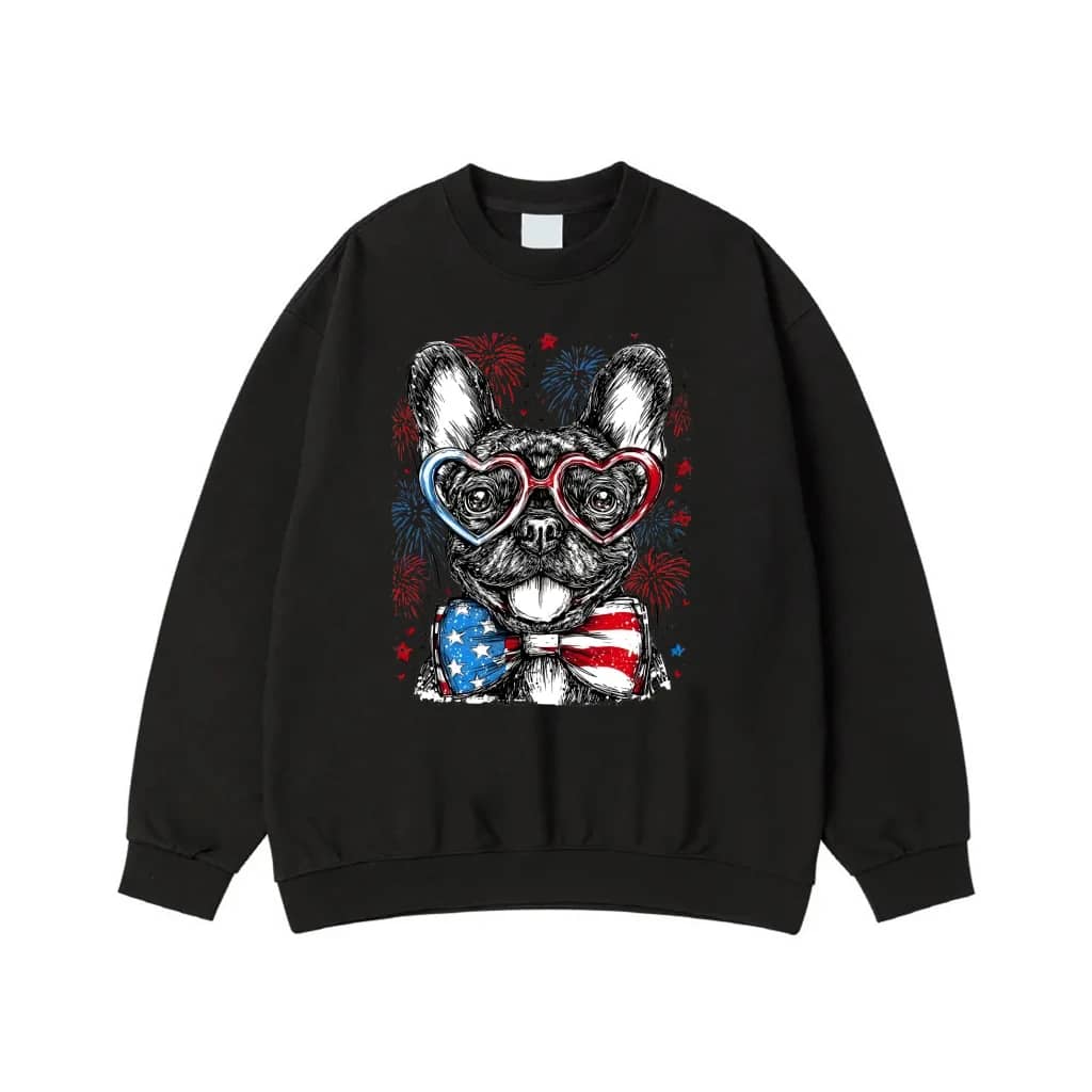 Patriotic Dog With American Flag Sunglasses And Bow Tie 4th Of July
