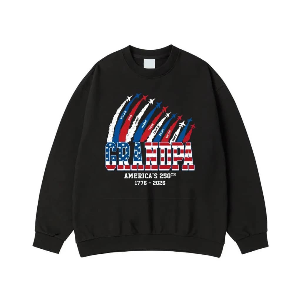 Patriotic Papa America'S 250th Anniversary T-Shirt With Custom Names