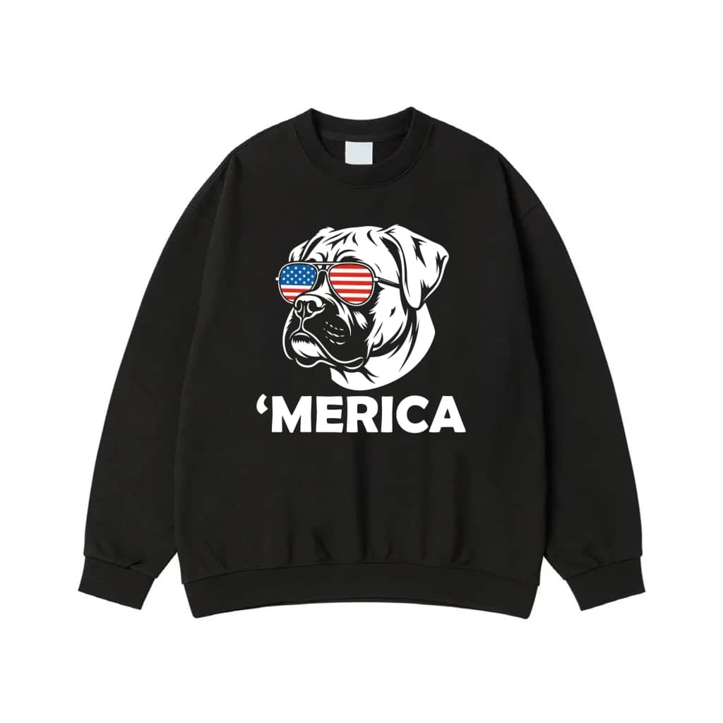 Patriotic Rottweiler Dog Wearing American Flag Sunglasses 'Merica